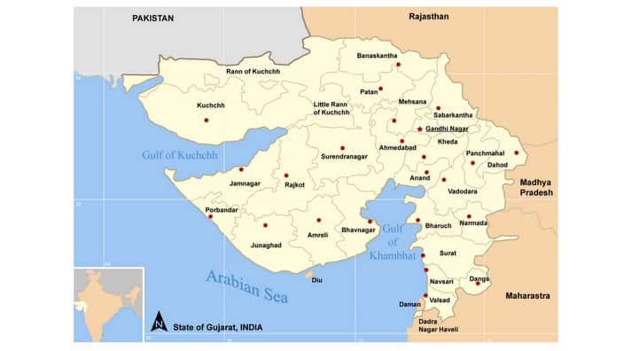 Map of Gujarat state