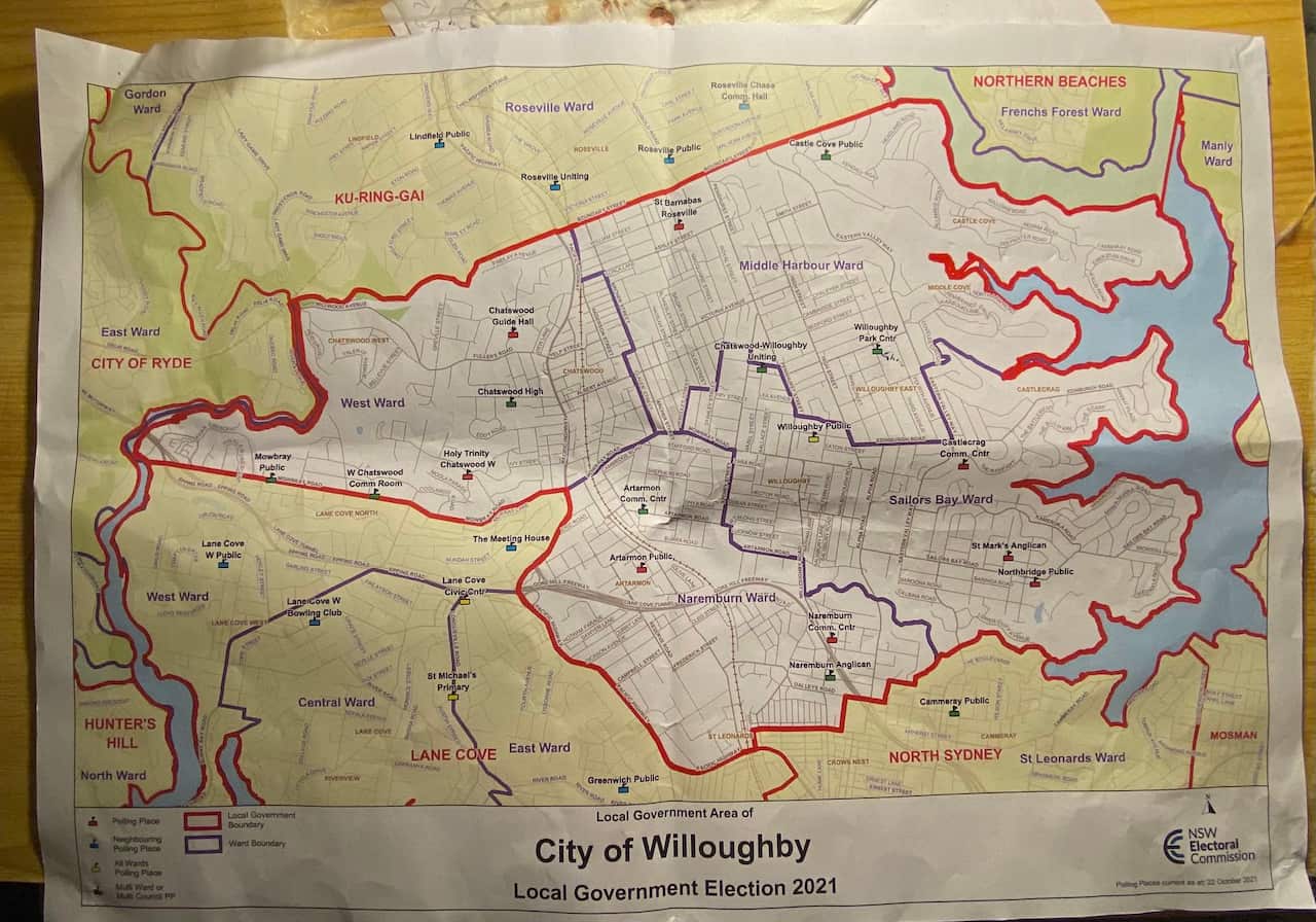 Map shows the locations of polling stations in the City of Willoughby. One station may serve voters from different wards.