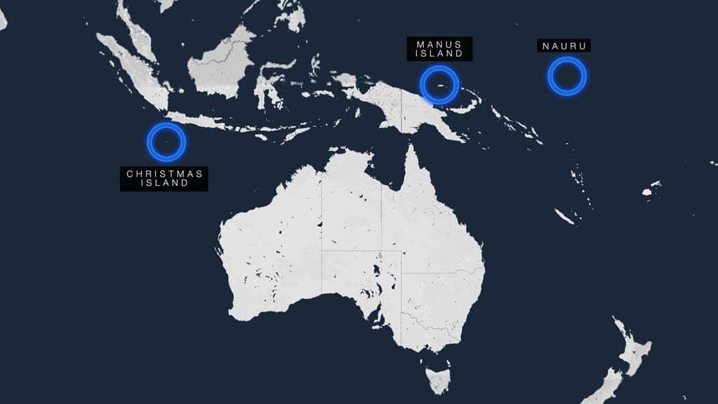 Christmas Island, Nauru and Manus on the map