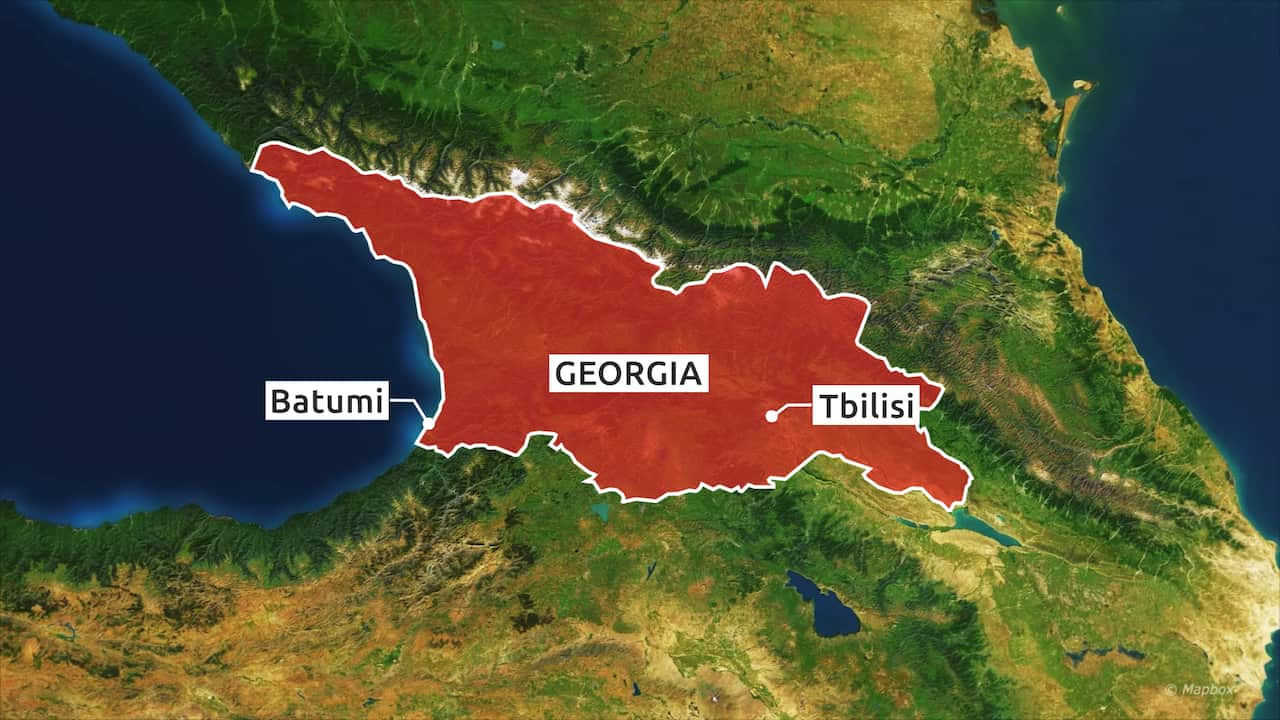 A map of Georgia showing Tbilisi and Batumi
