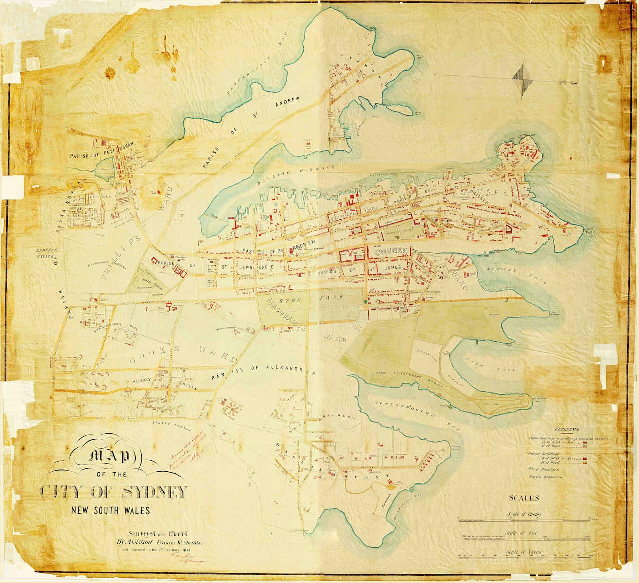 map of the city of sydney by francis webb sheilds 1845_city archives