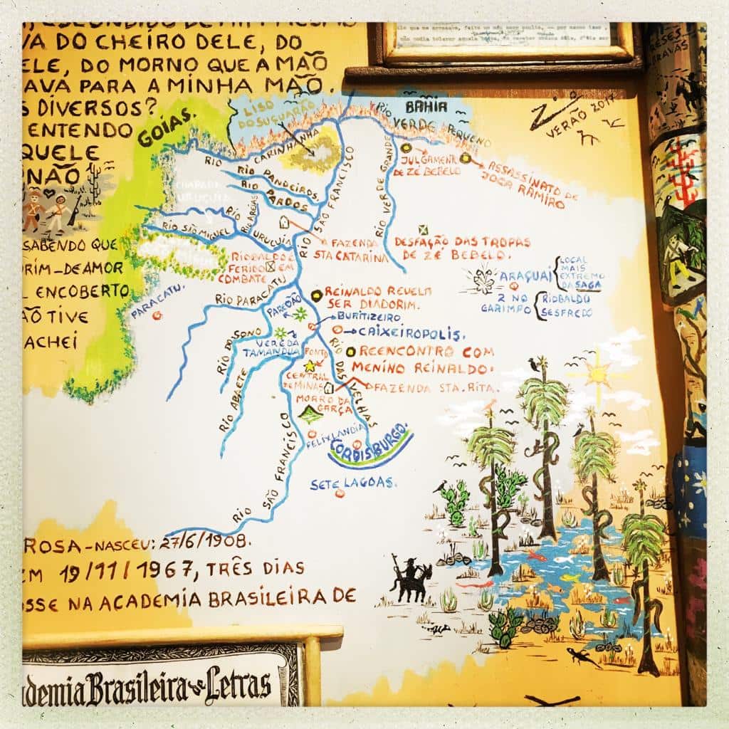 O Mapa de Grande Sertão: Veredas no Museu Casa Guimarães Rosa, em Cordisburgo, que Alison Entrekin conheceu na visita à terra do autor.