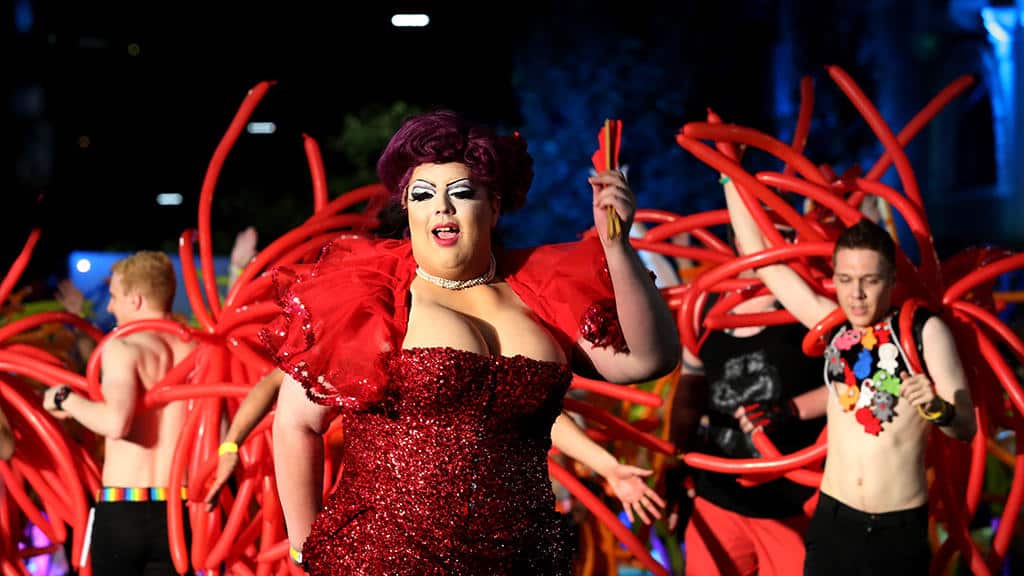Participants take part in the 37th annual Sydney Gay and Lesbian Mardi Gras Parade on Oxford St, Saturday, Mar. 7, 2015. (AAP Image/Nikki Short) NO ARCHIVING