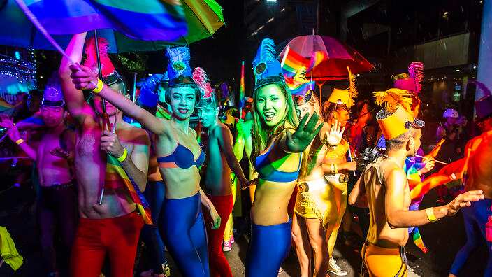 Participants in Mardi Gras parade