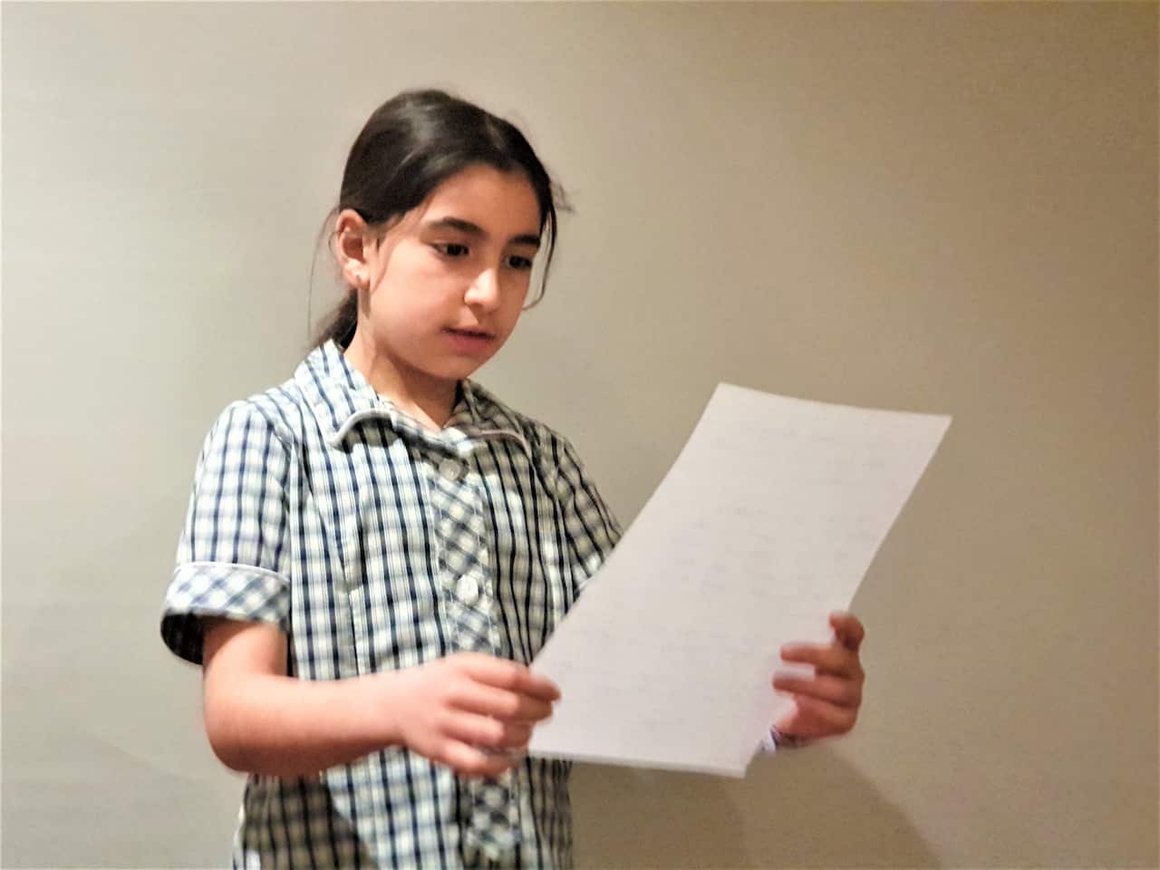 Greek language school student Maria.