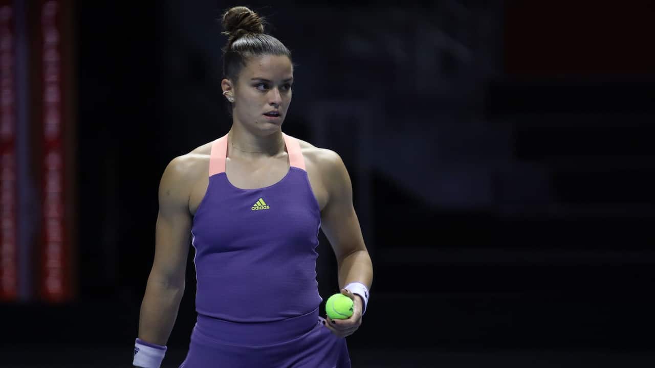 Maria Sakkari of Greece plays against Vitalia Diachenko (not seen) of Russia during the St. Petersburg Ladies Trophy 2020 tennis tournament at Sibur Arena