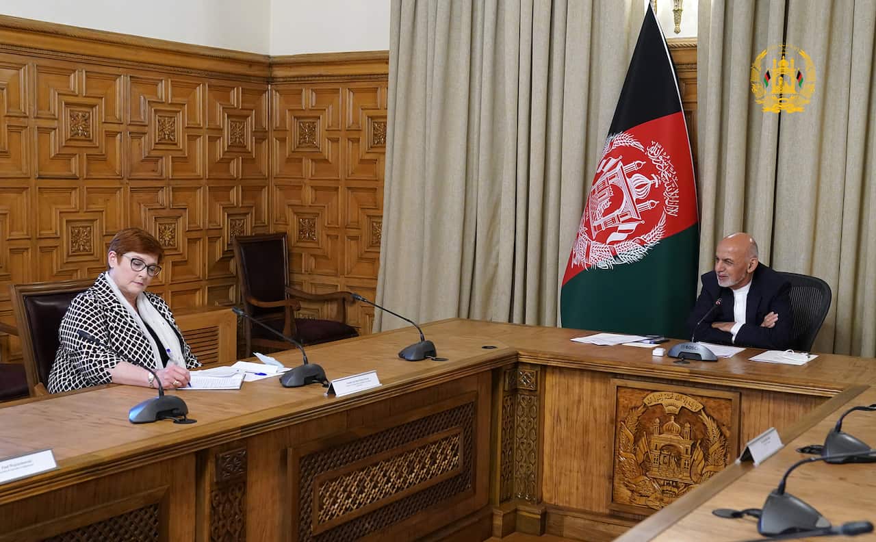 وزیر خارجه آسترالیا مریس پین هنگام دیدار با رییس جمهور افغانستان اشرف غنی