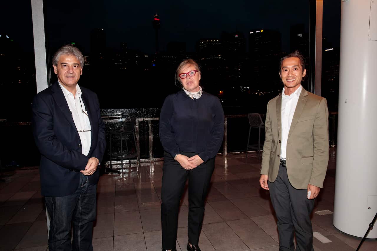 SBS Greek Executive Producer Mr Efthymios (Themi) Kallos, Senior Content Manager, Ms Ildiko Dauda, SBS Radio-ALC Director Mr David Hua