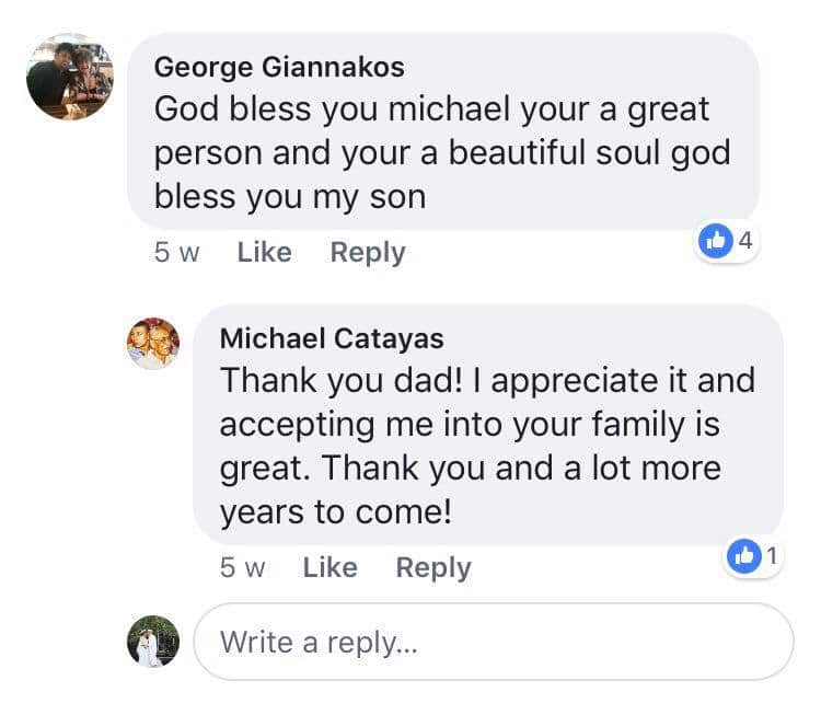 A screen shot of Michael Catayas and estranged father's facebook thread. FB account