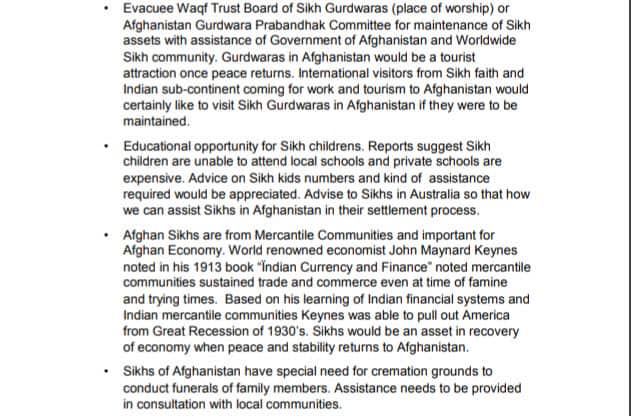 Sikh Council's letter to Afghan Prez