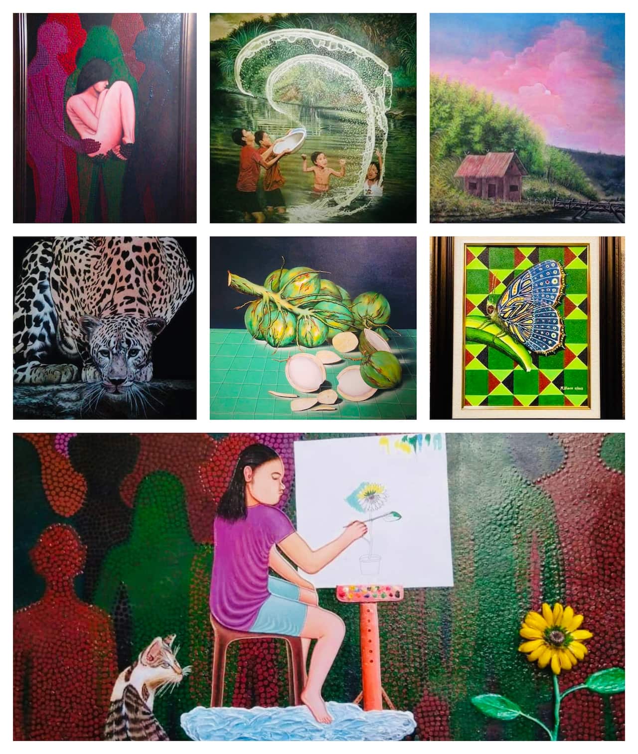 Mr Olaco has produced various artworks from realism, mural to abstract.