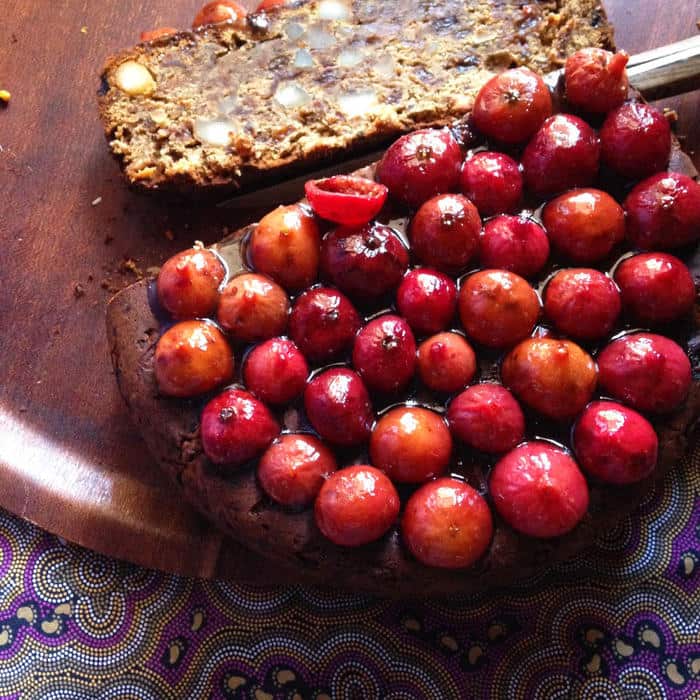 Fruitcake made with native ingredients, such as quandong and wattleseed, by Rayleen Brown from Kungkas Can Cook in Alice Springs.