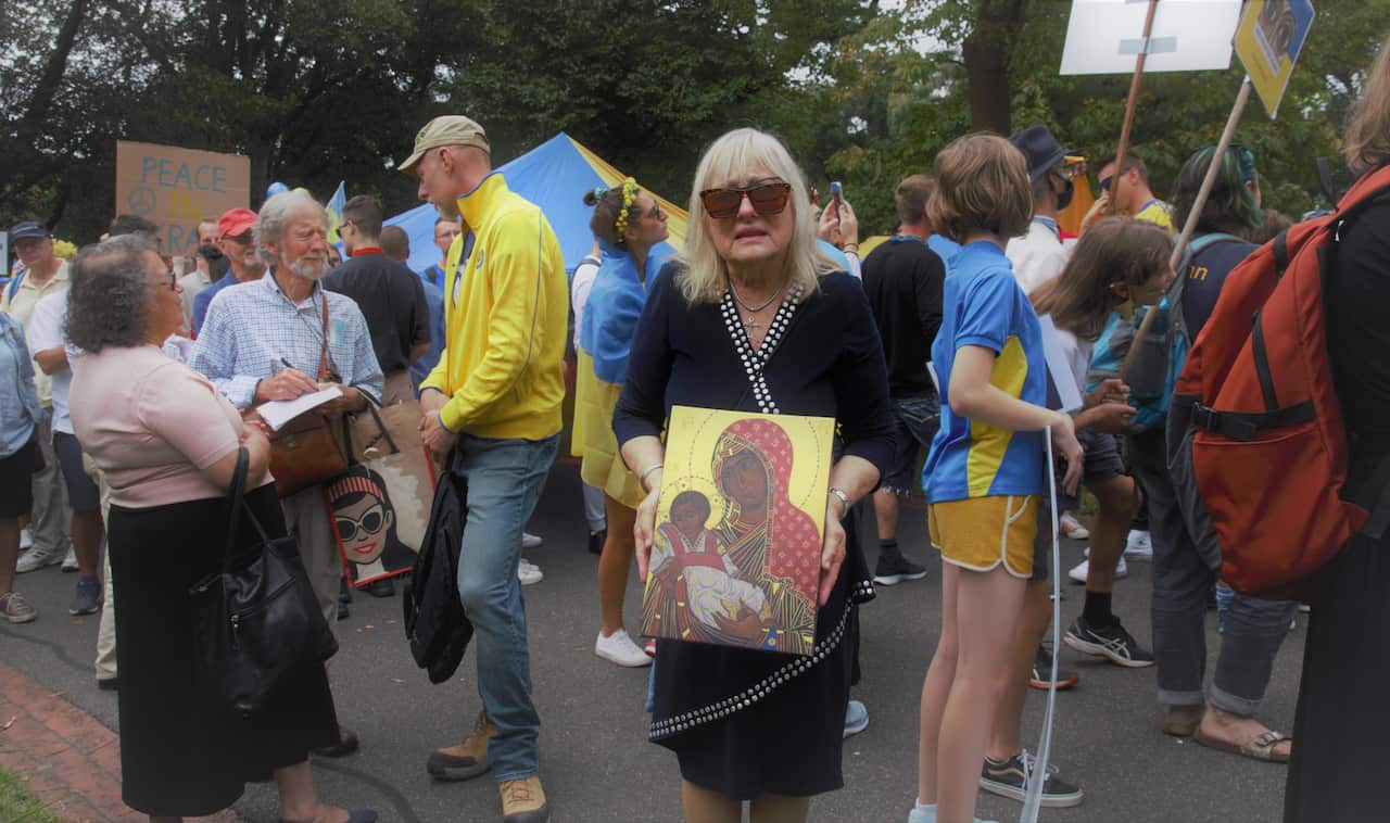 Anti-war protest in Melbourne against invasion of Ukraine, 27/02/2022.