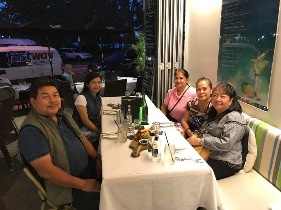 Mel with her mother, aunt and relatives in Queensland