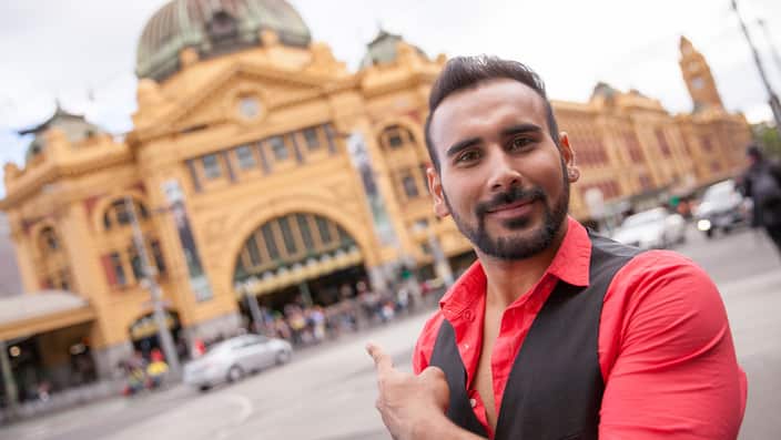 Tourist at Flinders Street Station
