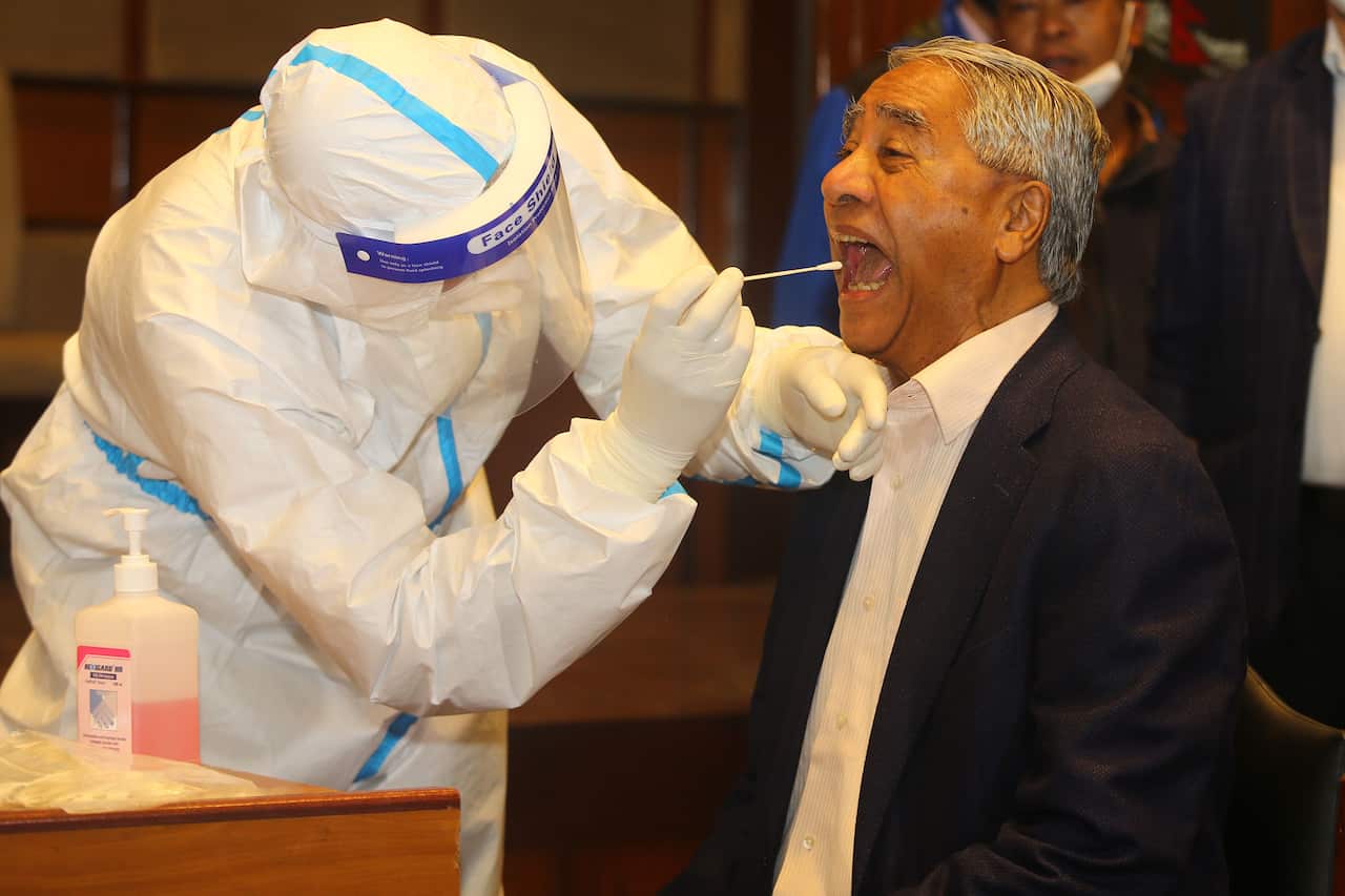 Nepali Congress leader Sher Bahadur Deuba tested for coronavirus before parliament meeting in Kathmandu