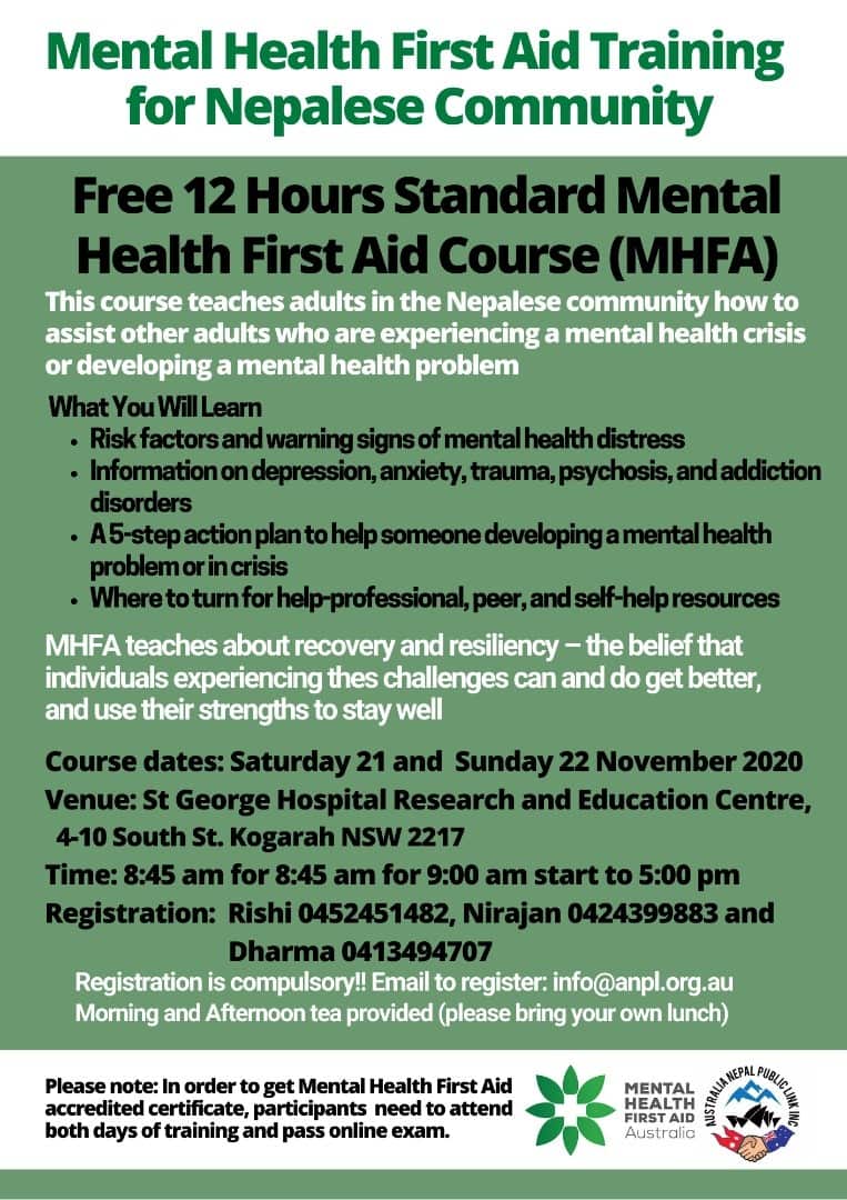 Free mental health training organised by nepali community