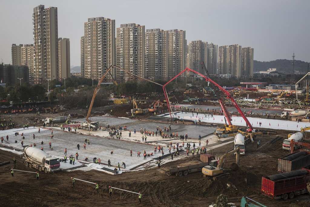 Floor construction for the 10 days Wuhan Hospital