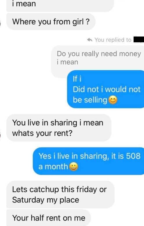 A message received by Pooja* in response to her social media post for selling hand sanitisers during the pandemic