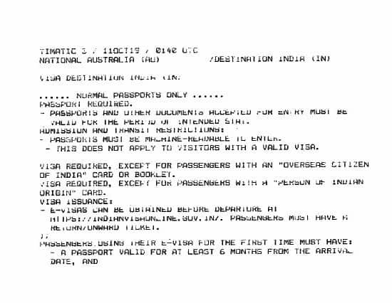 Advisory shown to Dr Singh when he was denied boarding