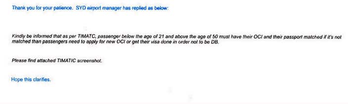 Email received by Mr Singh's travel agent from Malaysia Airlines