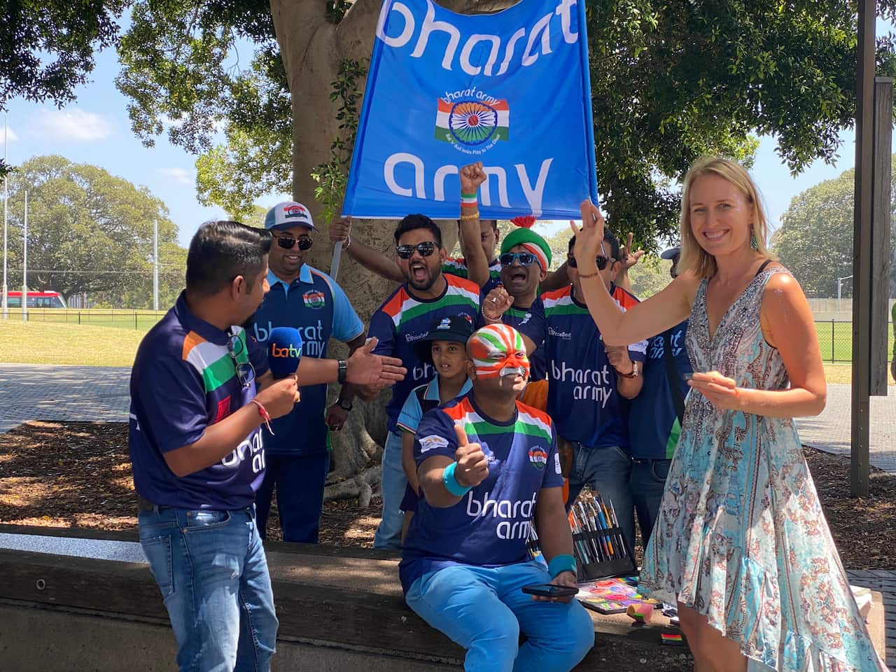 Indian cricket team fans outside the SCG.