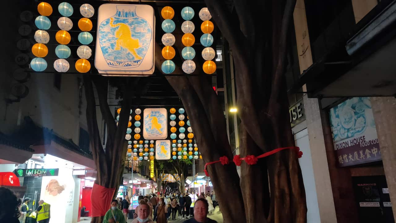 Sydney's Chinatown Lunar New Year decorations 2022