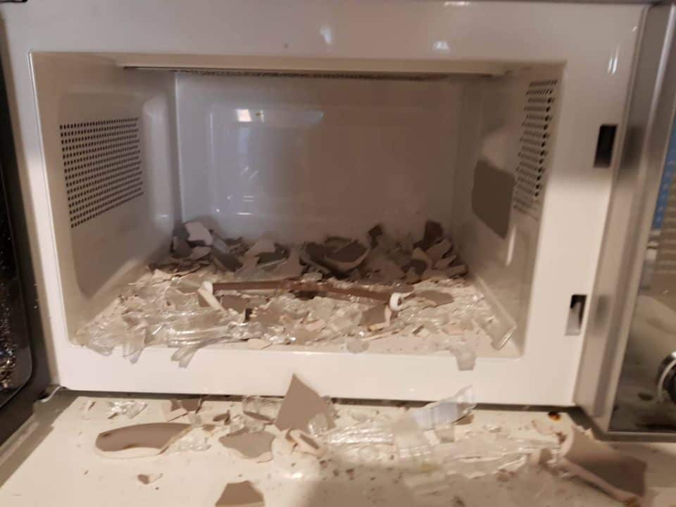 $99 Aldi microwave explodes sending shards of glass flying.