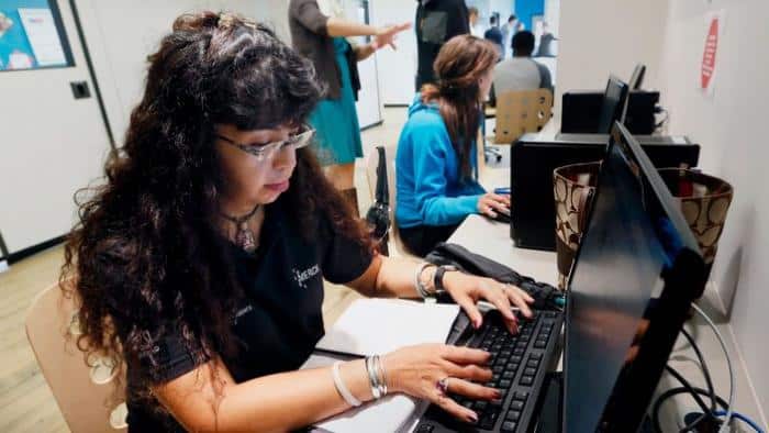 Job seekers searching 
