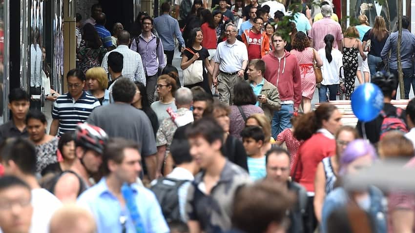 Huge crowds fill Pitt Street Mall and the CBD shopping district