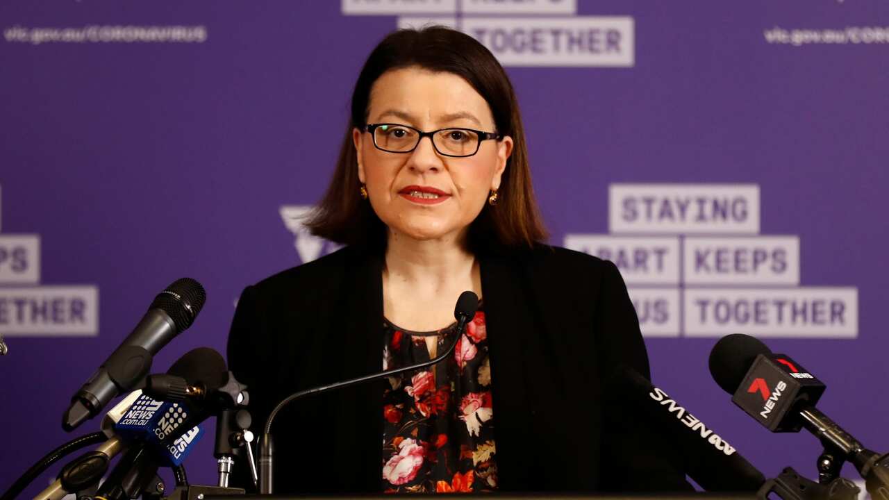 Victorian Minister for Health Jenny Mikakos speaks to the media.