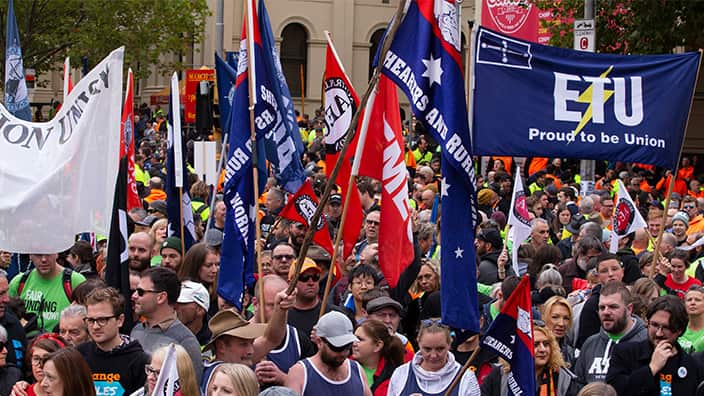 housands of protesters are seen at the Change the Rules rally in Melbourne