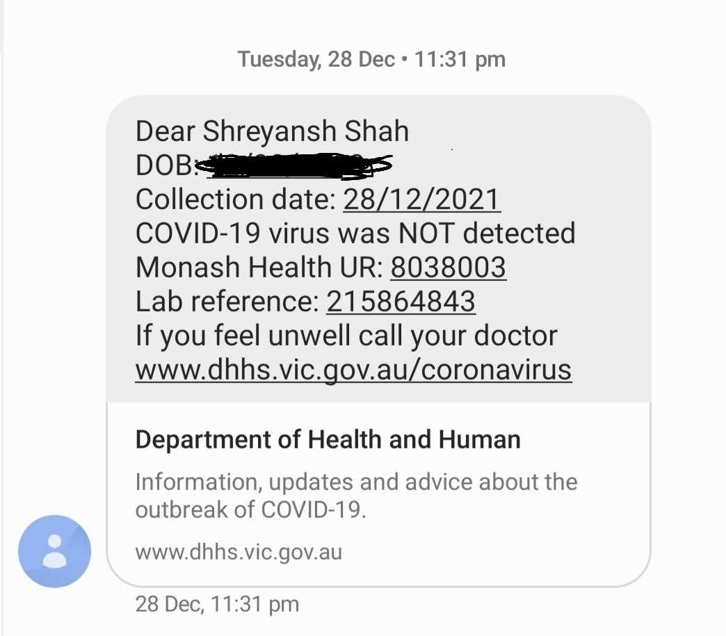 Mr Shah said he took his wife and children to the Monash Health testing centre on Wellington Road in Clayton on 28 December.