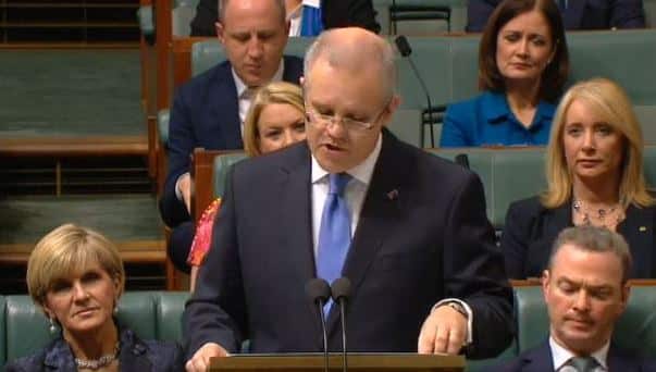 Schatzmeister Scott Morrison verkündet sein erstes Budget.