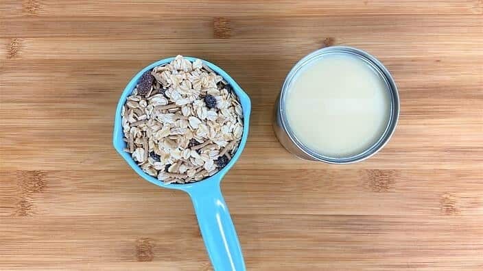 All you'll need is your favourite muesli and a can of sweetened condensed milk.