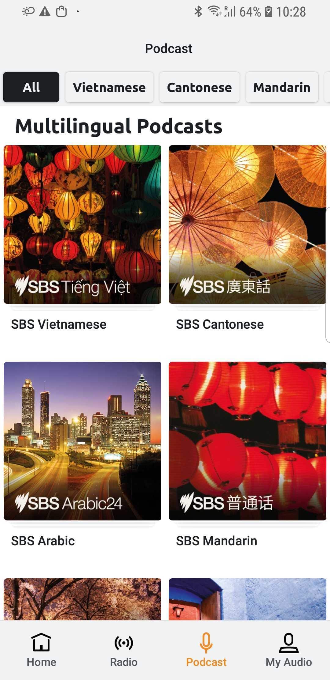 Multilingual podcasts in the SBS Radio app