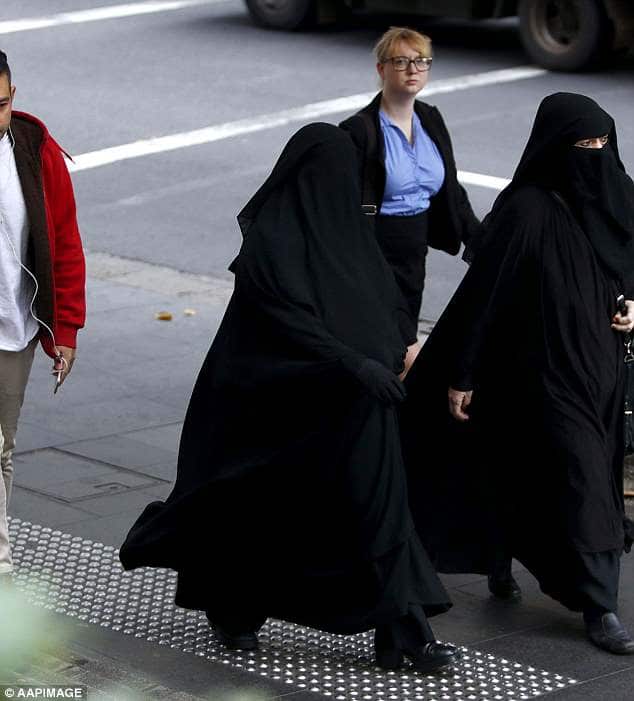 Moutia Elzahad (pictured) the wife of convicted terrorist recruiter Hamdi Alqudsi, was found guilty on Friday of contempt of court for refusing to stand for a judge in late 2016
