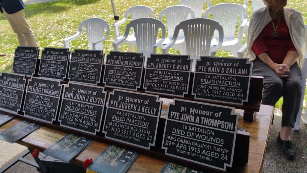 Plaque commemorating sacrifices by many Anzacs, including Private Nain Singh Sailani, installed at Perth's Kings Park over the weekend