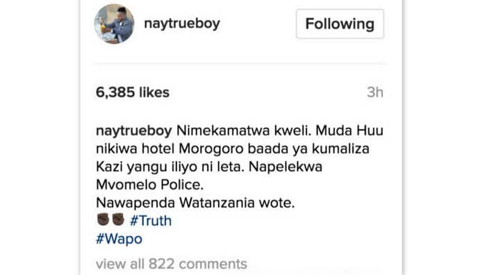 Tangazo la Ney wa Mitego kwenye Instagram