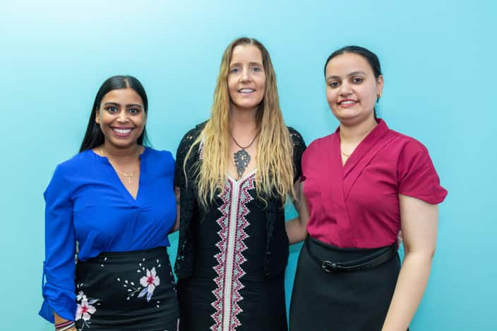 L-R: Immigration lawyer Nhirushni Somasundaram, Project Officer Tania Cass and Gagandeep Sharma, Community Development Worker