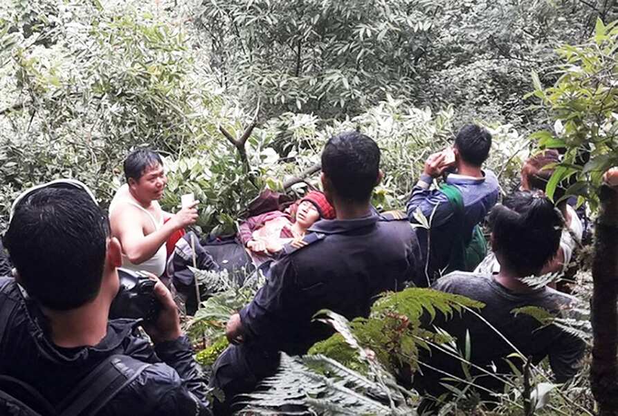 A woman is being rescued after Altitude Air helicopter crash enroute to Kathmandu on Saturday 8 september 2018.