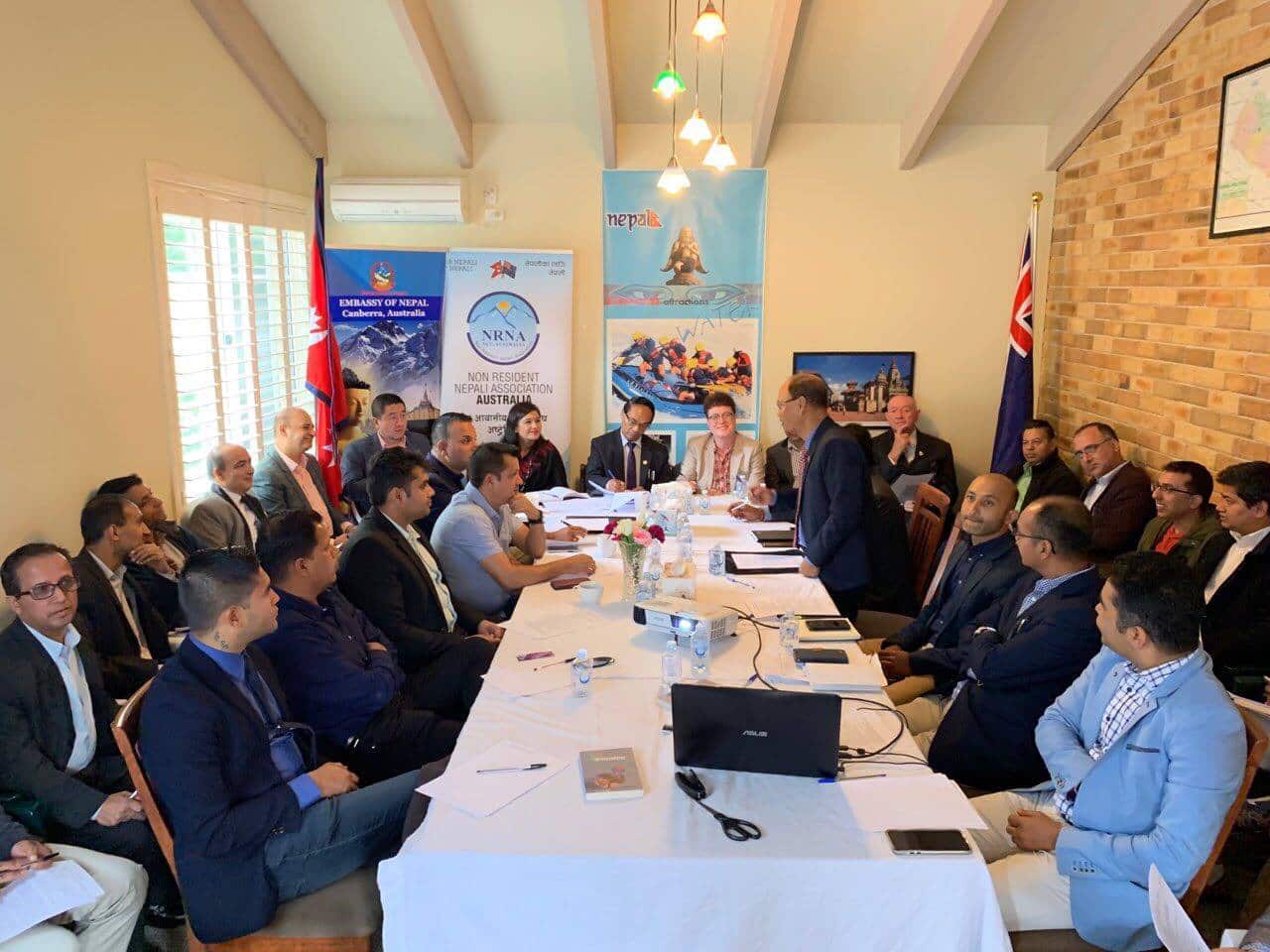 Nepal embassy in Canberra organised a meeting to discuss issues faced by the community.