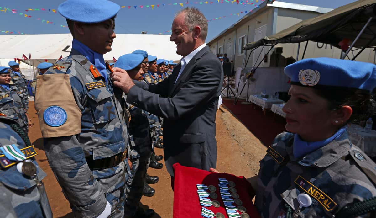 Members of Nepal police awarded UN medal for service in South Sudan in 2017.