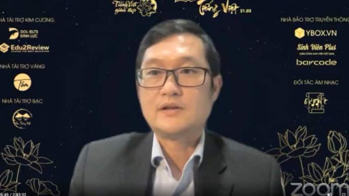 Tiến sĩ Nguyễn Thế Dương phát biểu tại Tọa đàm Tiếng Việt giàu đẹp, ngày 21/2/2022