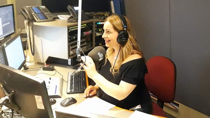 Nicky Kakouros-Galdier ready to go live. 