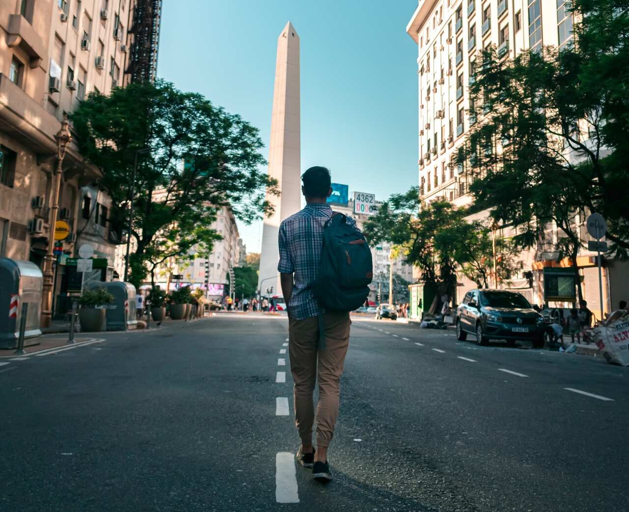  A man walking down the street in Buenos Aires
