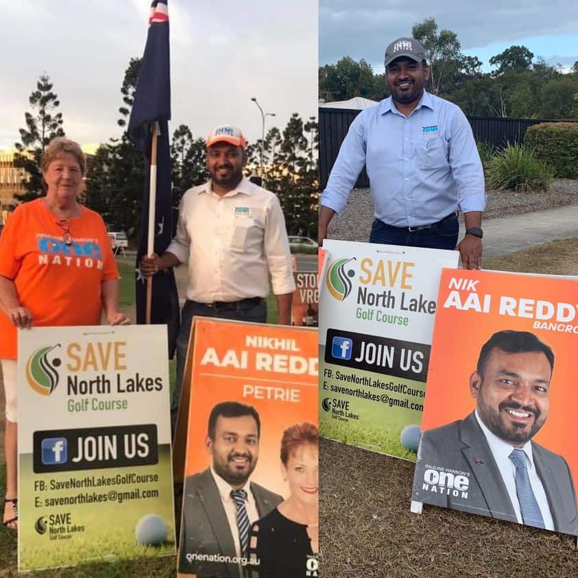Nik Reddy on the campaign trail during the Queensland elections. 