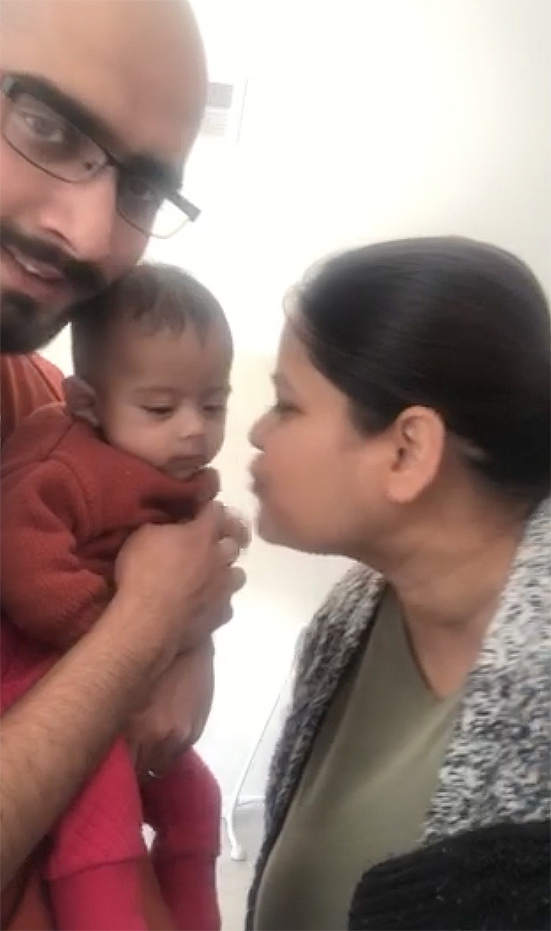 Medha Niraula and her partner Prajwal Osti with their new born