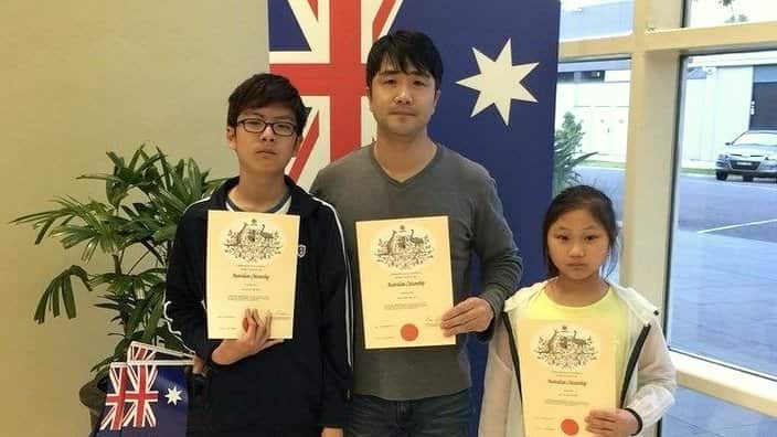 Korean-Australian Cheol Woo No and his children