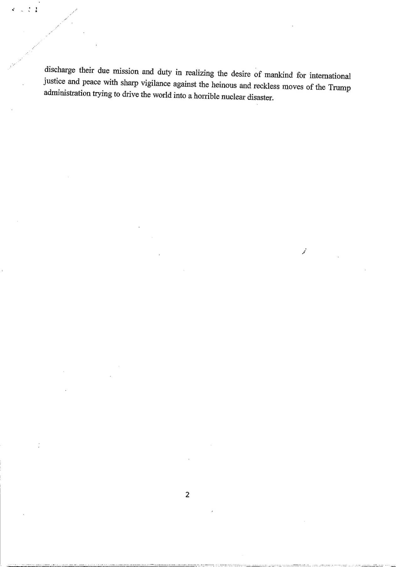 North Korea writes open letter to Parliament